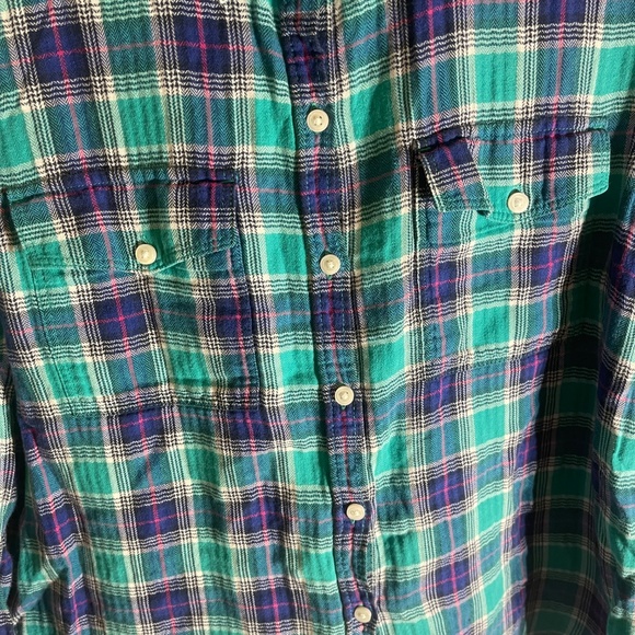 Authentic American Heritage Petite XL Green plaid Flannel Button Down casual - Picture 2 of 8